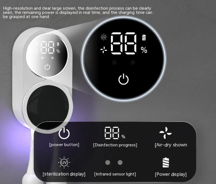 Smart Toothbrush Holder – Touch-Free Wall Station with UV Cycle