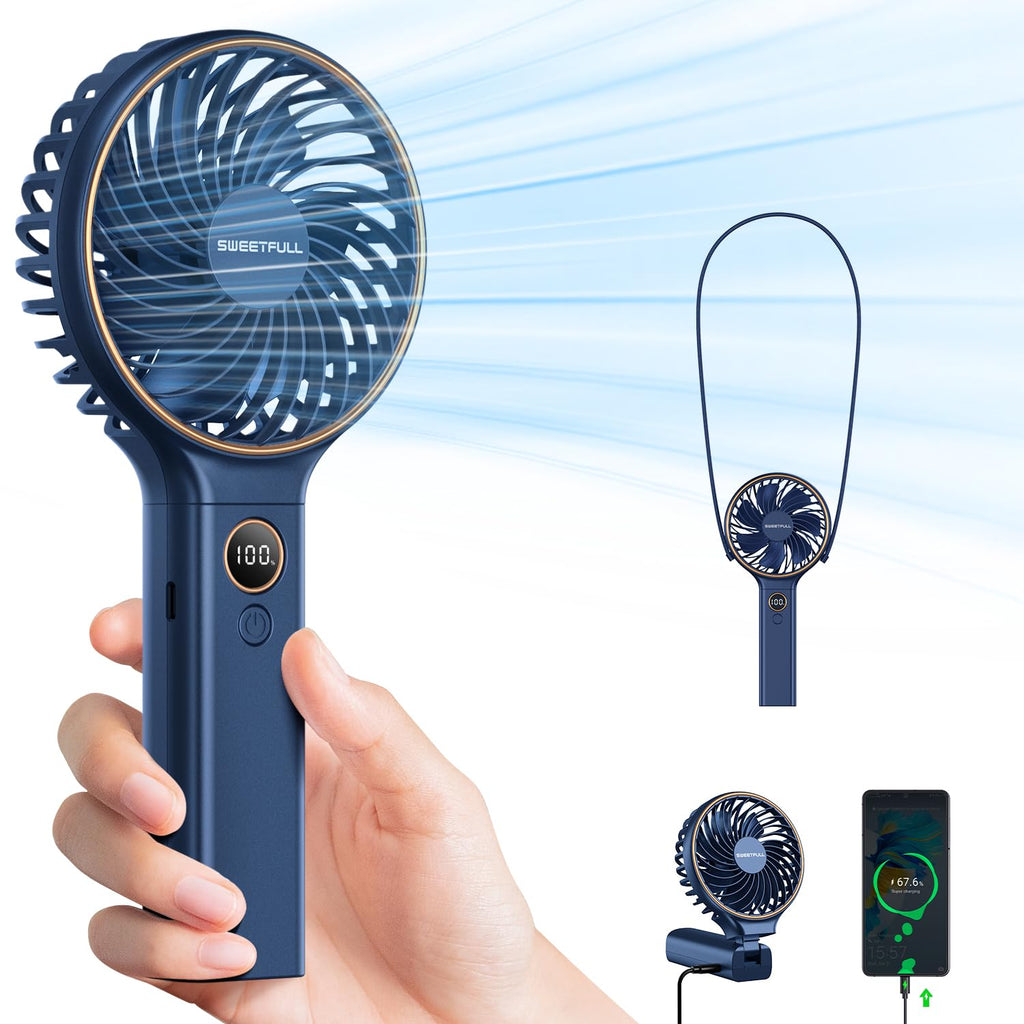 Handheld Turbo Fan – 5000mAh Rechargeable Mini Fan & Power Bank
