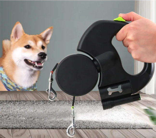 Dual Dog Leash – Walk Two Dogs Tangle-Free (with Light)